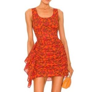 RHODE Red and Orange Asymmetrical Dress